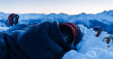 A man sleeping on the icy ground without a tent